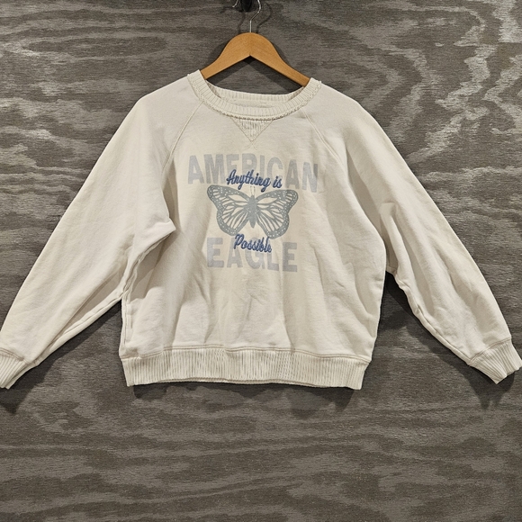 AE SZ M American Eagle Casual Funday Graphic Raglan Sleeve Crew Neck Sweatshirt - Picture 2 of 10